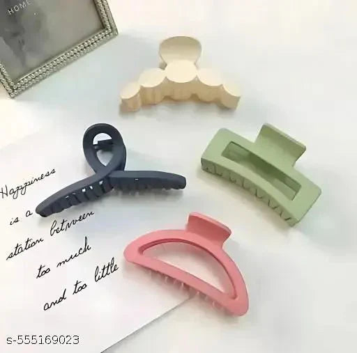 4 Pcs Large Hair matte Claw very strong product for girls and women hair Claw (random colour) - DIOEX