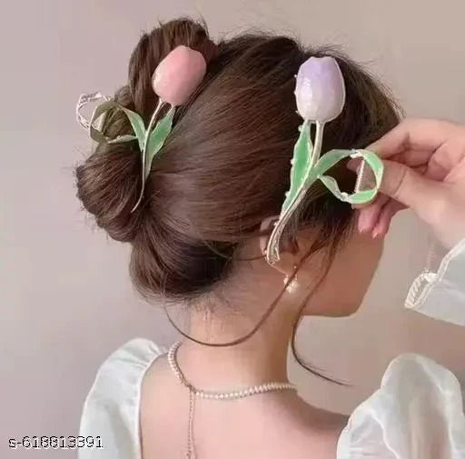 Hair claw tulip 2 pcs multicolor tight grip no slip hair claw - DIOEX
