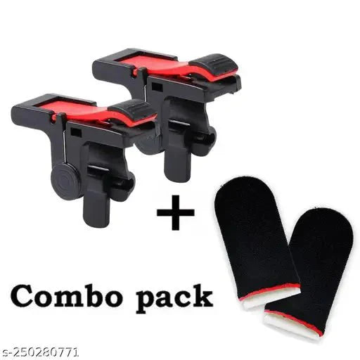 Tinot Combo pack of Pubg/Free Fire/Call of Duty Easily win Game Finger Sleeve With Red Black Trigger Supportive Finger and easy to win Gaming Accessory Kit (RW Trigger+Finger sleeve) - DIOEX