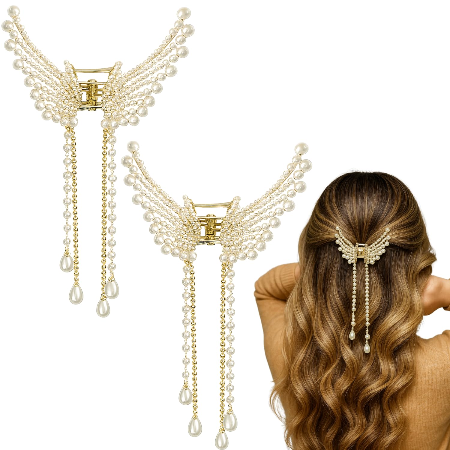 Women Wedding Claw Clip Butterfly Hair Clip 2 pcs - DIOEX